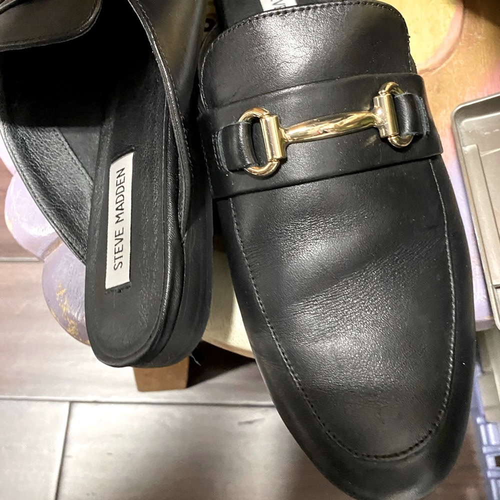 Steve Madden black mules.  Gently used